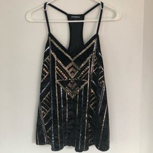 Beautiful velvet and shear sequined cami blouse